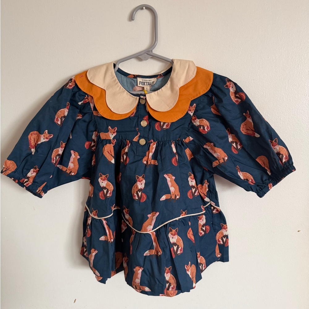 Charming Fox Print Kids Dress